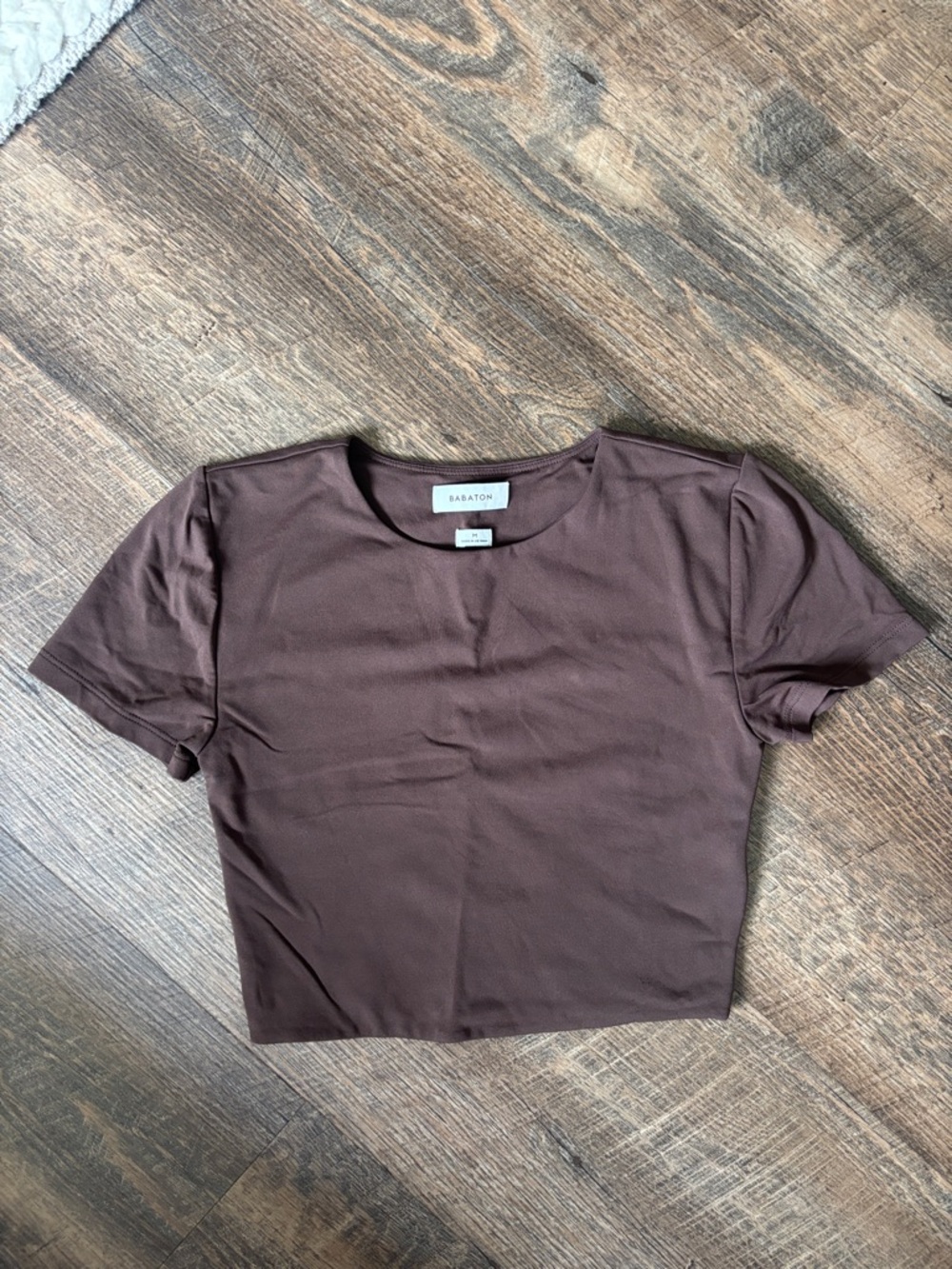 Babaton Contour Rich Mocha Brown Short Sleeve Cropped Tee